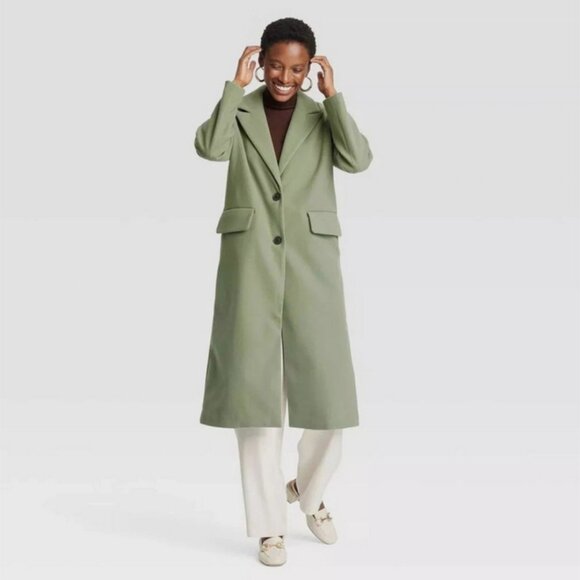 a new day Jackets & Blazers - Women's Faux Wool Topcoat - A New Day Olive S